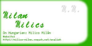 milan milics business card