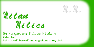 milan milics business card